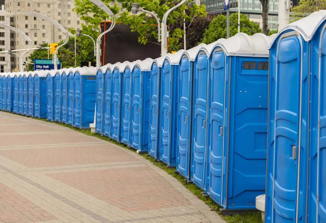 Seasonal porta potty units set up at a McAlester, Oklahoma venue